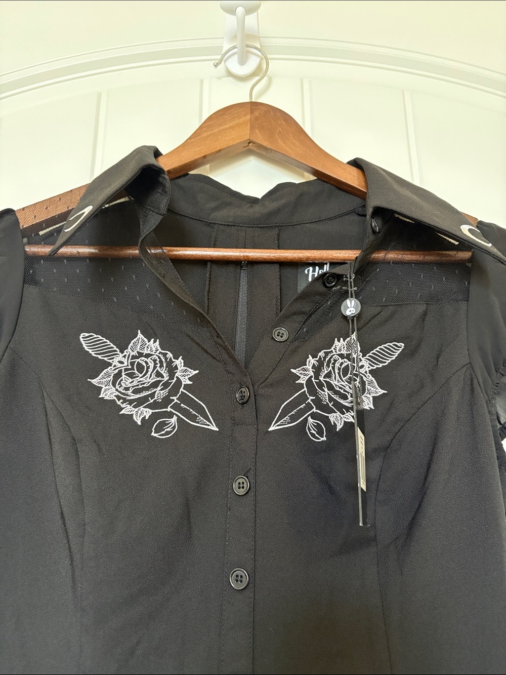 Hell Bunny Black Embroidered Collared Midi Dress - Picture 2 of 8